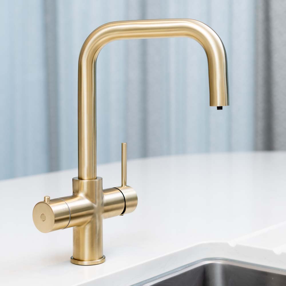 Aqua Classic Brushed Gold 4 in 1 Instant Boiling Water Tap D Shape