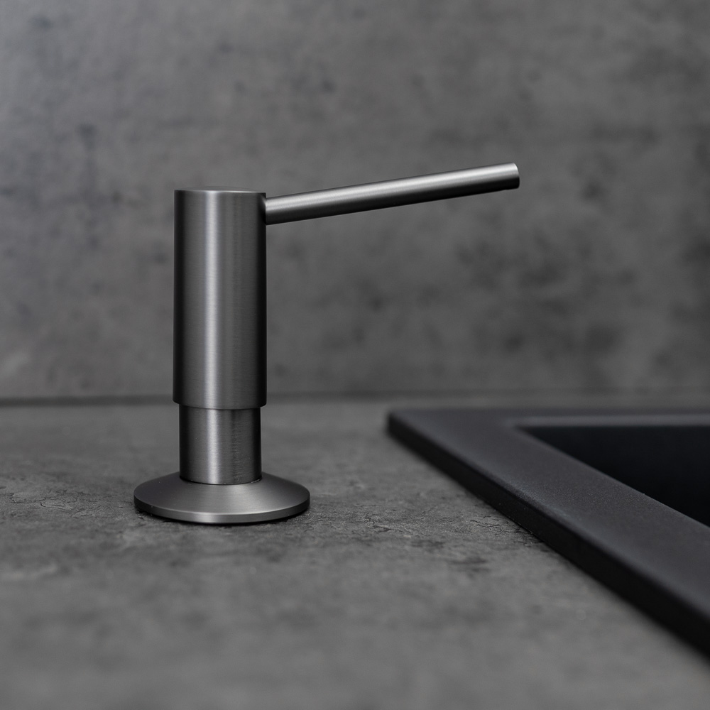 Aquataps Integrated Soap Dispenser for Kitchen Sink Brushed Gunmetal Grey