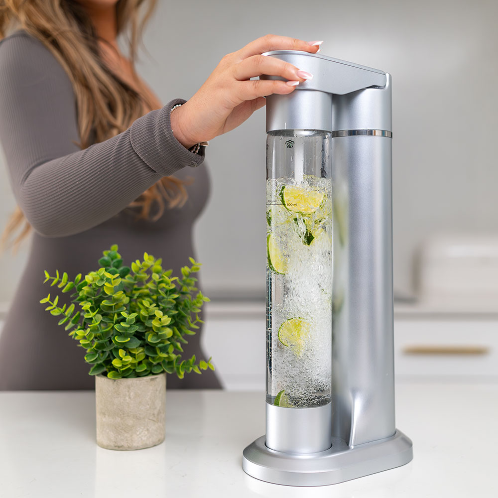 FizzyAqua Sparkling Water Maker and Fruit Infuser Silver Unlike Sodastream