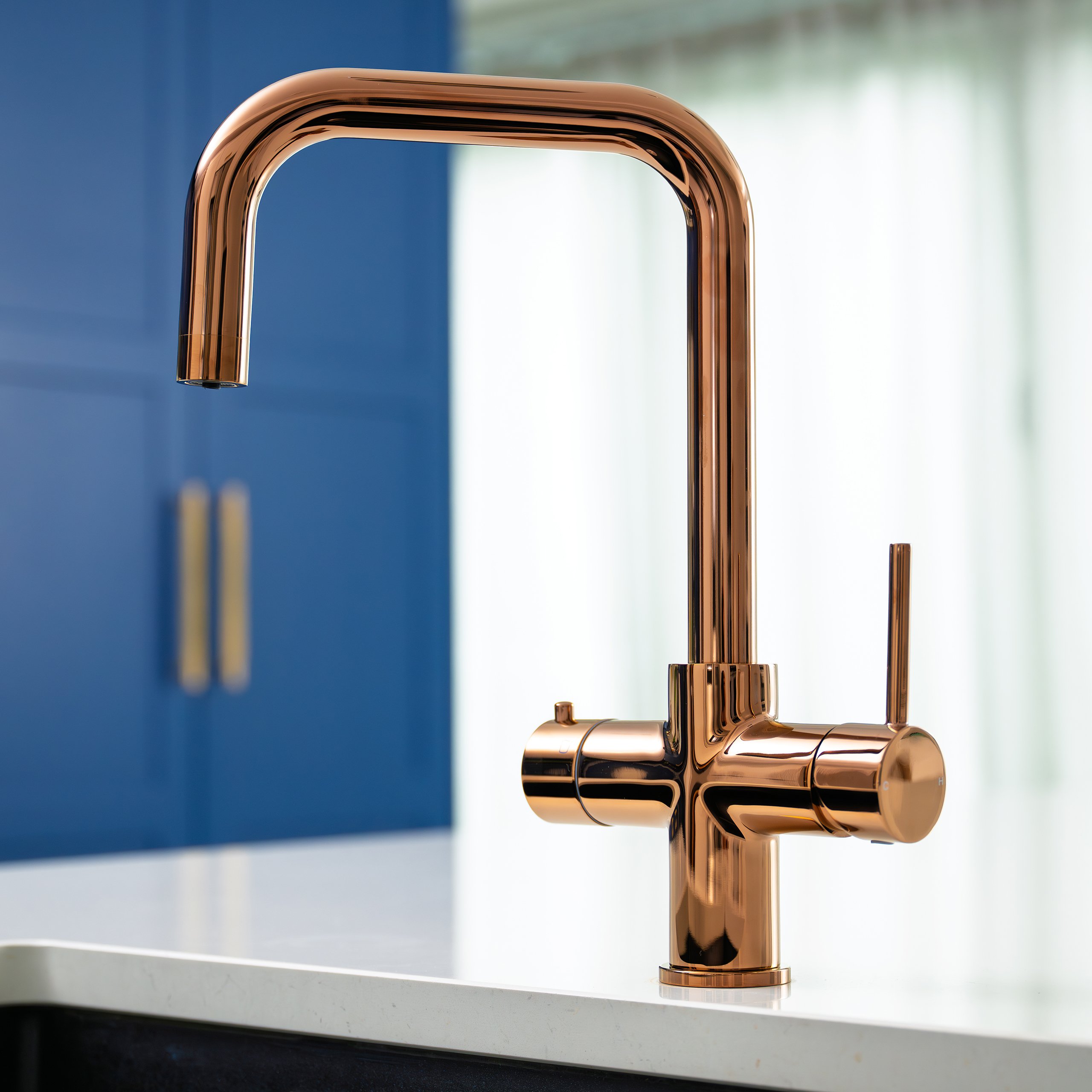 Aquatap Classic 4 In 1 Instant Boiling Water Tap D Shape Polished Rose Gold