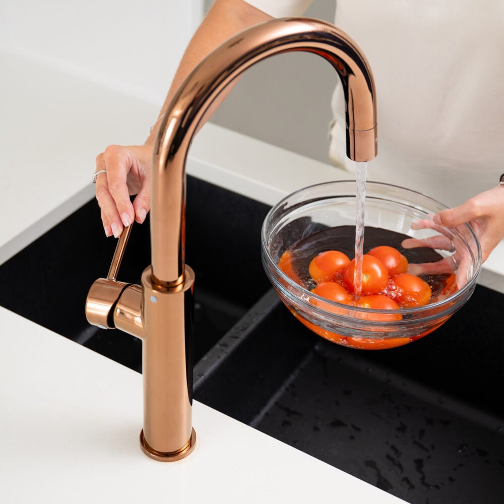 Digital 4 In 1 Instant Boiling And Filtered Water Tap - Aquatap Classic C Shape - Polished Rose Gold