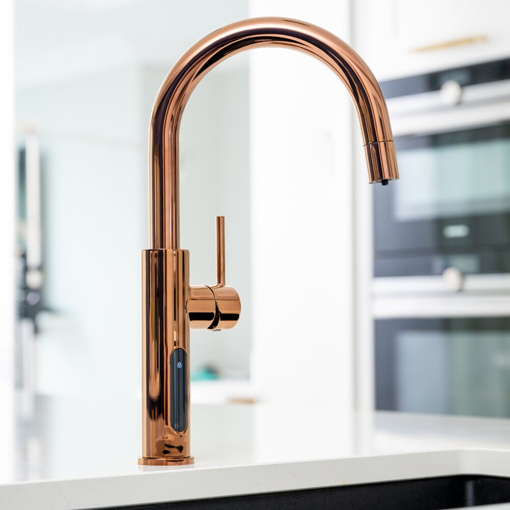 Digital 4 In 1 Instant Boiling And Filtered Water Tap - Aquatap Classic C Shape - Polished Rose Gold